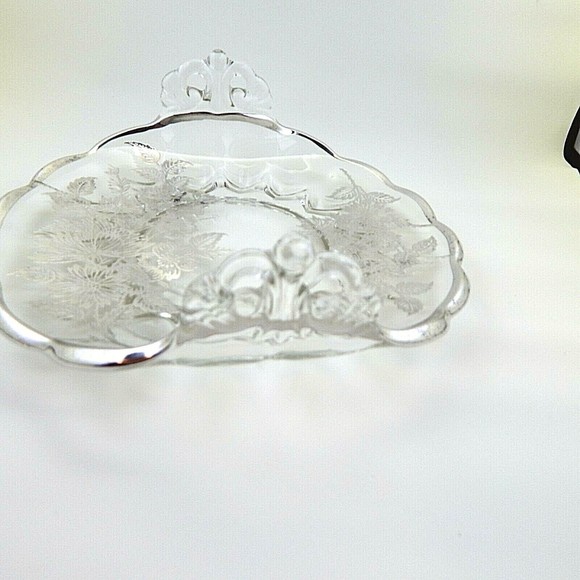 Silver City Overlay Glass Springtime Rolled Edge Candy Dish - Picture 9 of 11